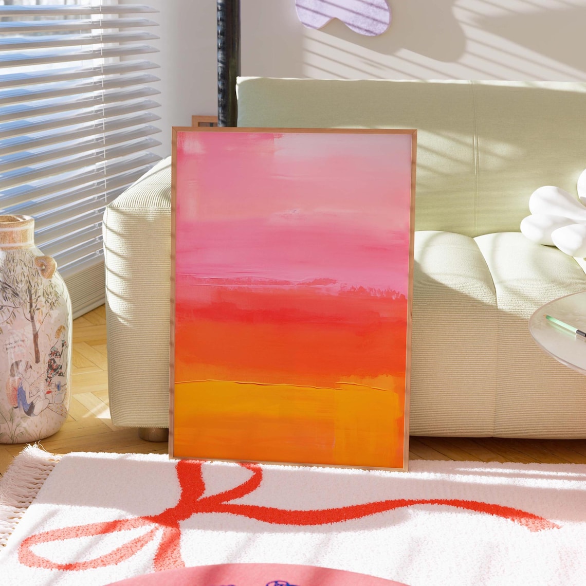 Mark Rothko Inspired Pink Orange Color Field Abstract Art Print