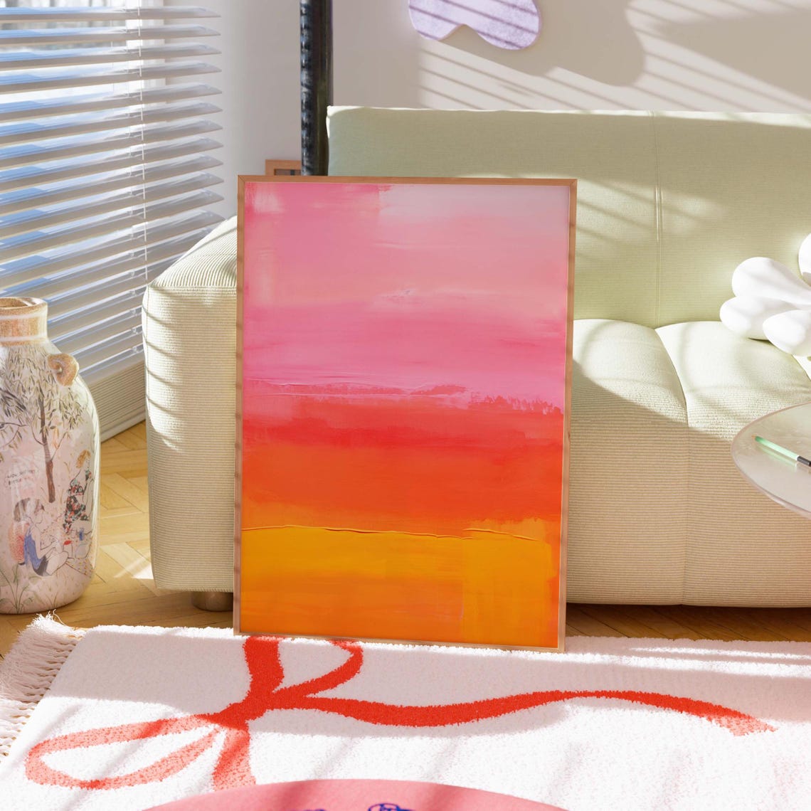 Mark Rothko Inspired Print Modern Wall Decor Minimalism Painting Abstract Gradient Art Orange Pink Prints