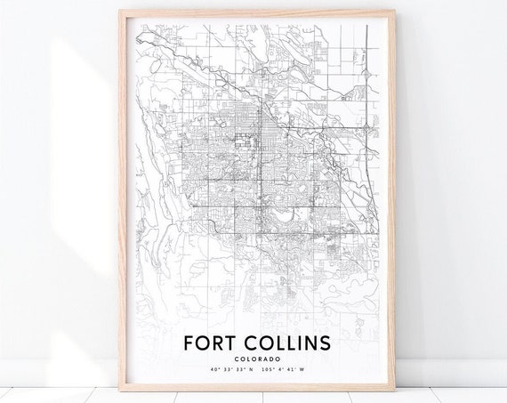 Fort Collins Map Print Co Usa Art Poster City Street Road Modern Wall Home Office Decor