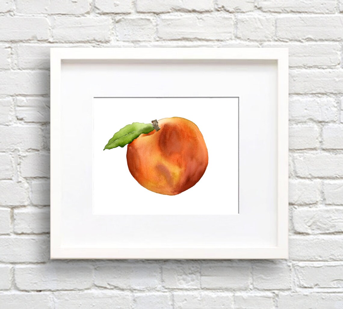 Peach Watercolor Kitchen Art Print, Wall Decor