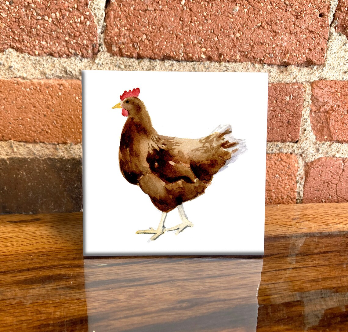 Chicken Decorative Tile Art Print, Nature Lover Gift
