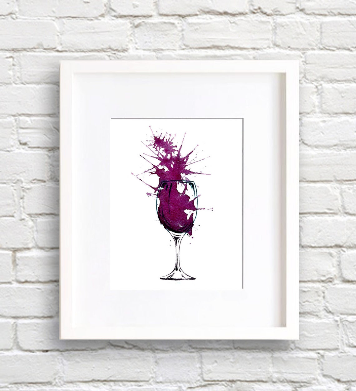 Cabernet Wine Splash Glass Watercolor Kitchen Bar Art Poster