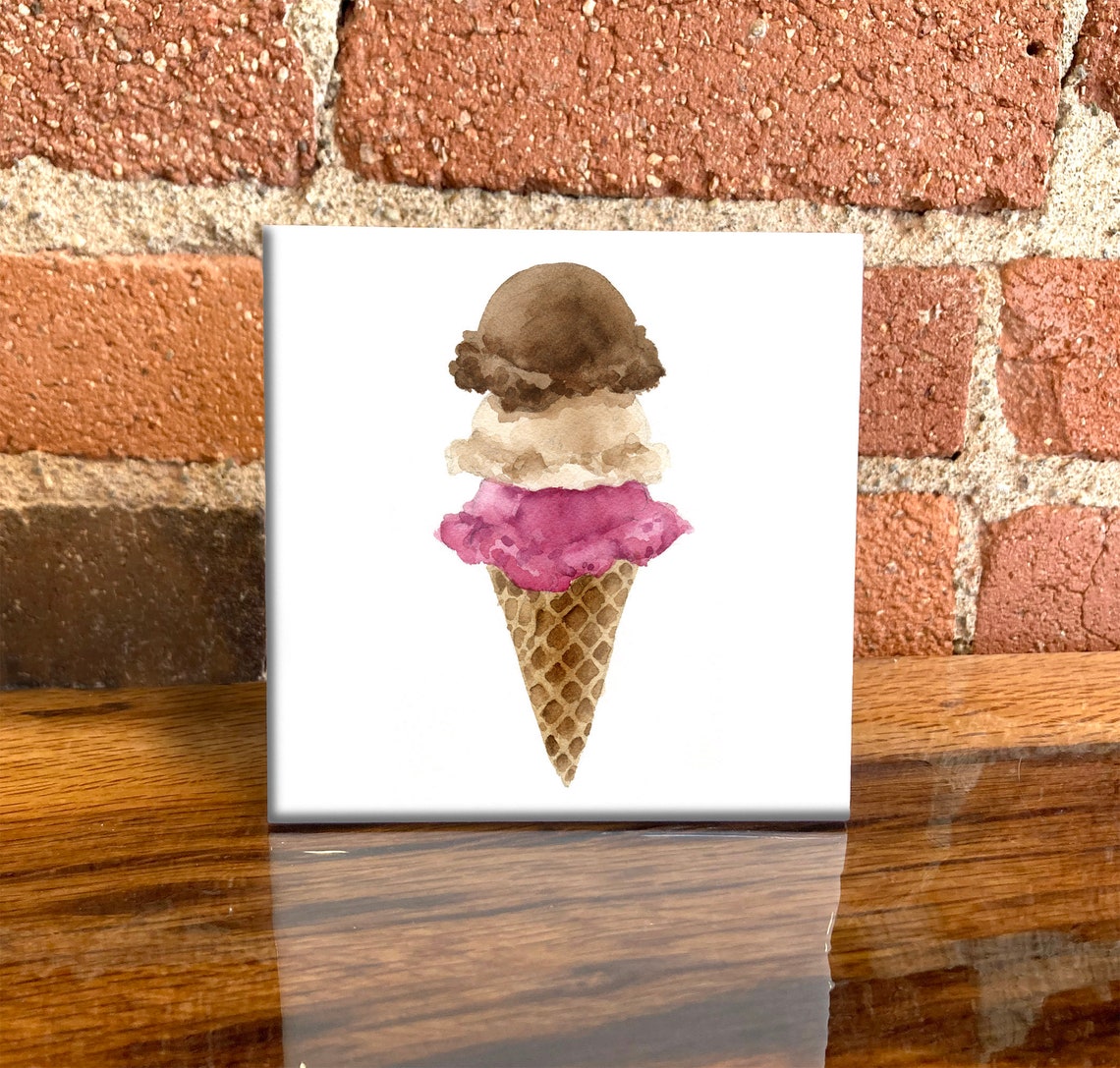 Ice Cream Cone Ceramic Tile Ice Cream Decorative Tile Ice Cream Lover Gift Unique Dessert Gifts