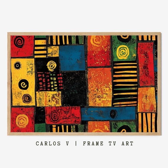 Textured Patchwork In Warm Hues Tv Frame Art Ethnic Themed Illustration Instant Hd 300dpi