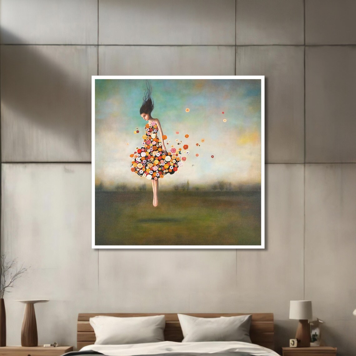 Whimsical Girl In Flower Dress, Surreal Art - Image 3