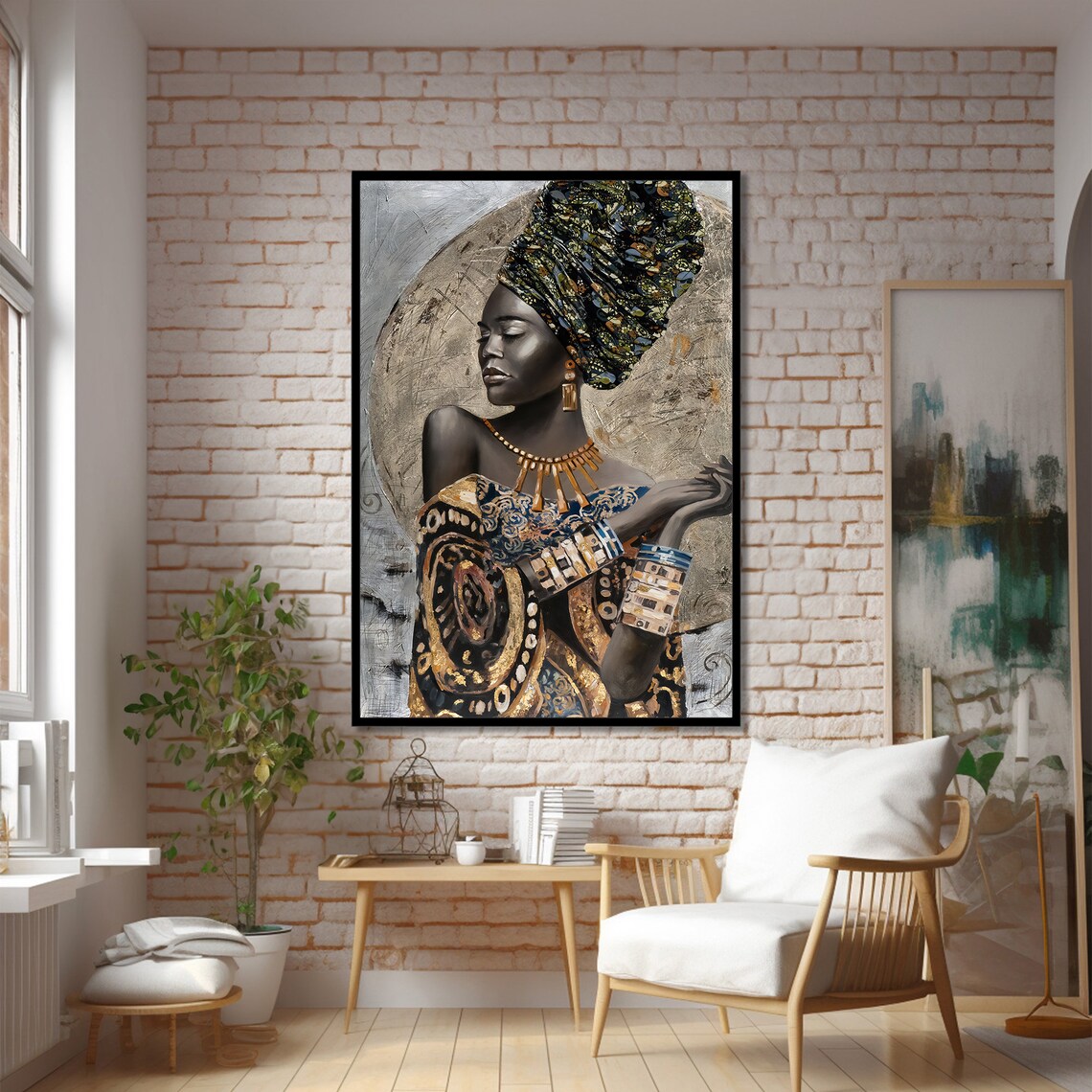 Elegant African Woman Cultural Portrait, Art Print - Image 2