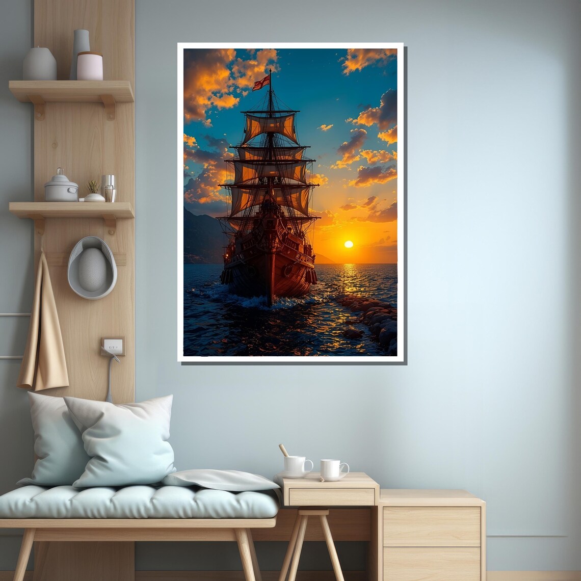 Majestic Pirate Ship At Sunset Art Print - Image 3