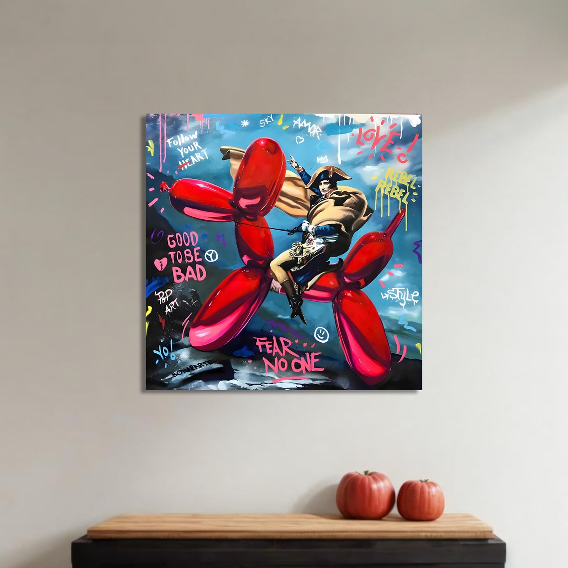Rebel Rider Napoleon Graffiti, Bold Pop Art - Image 4