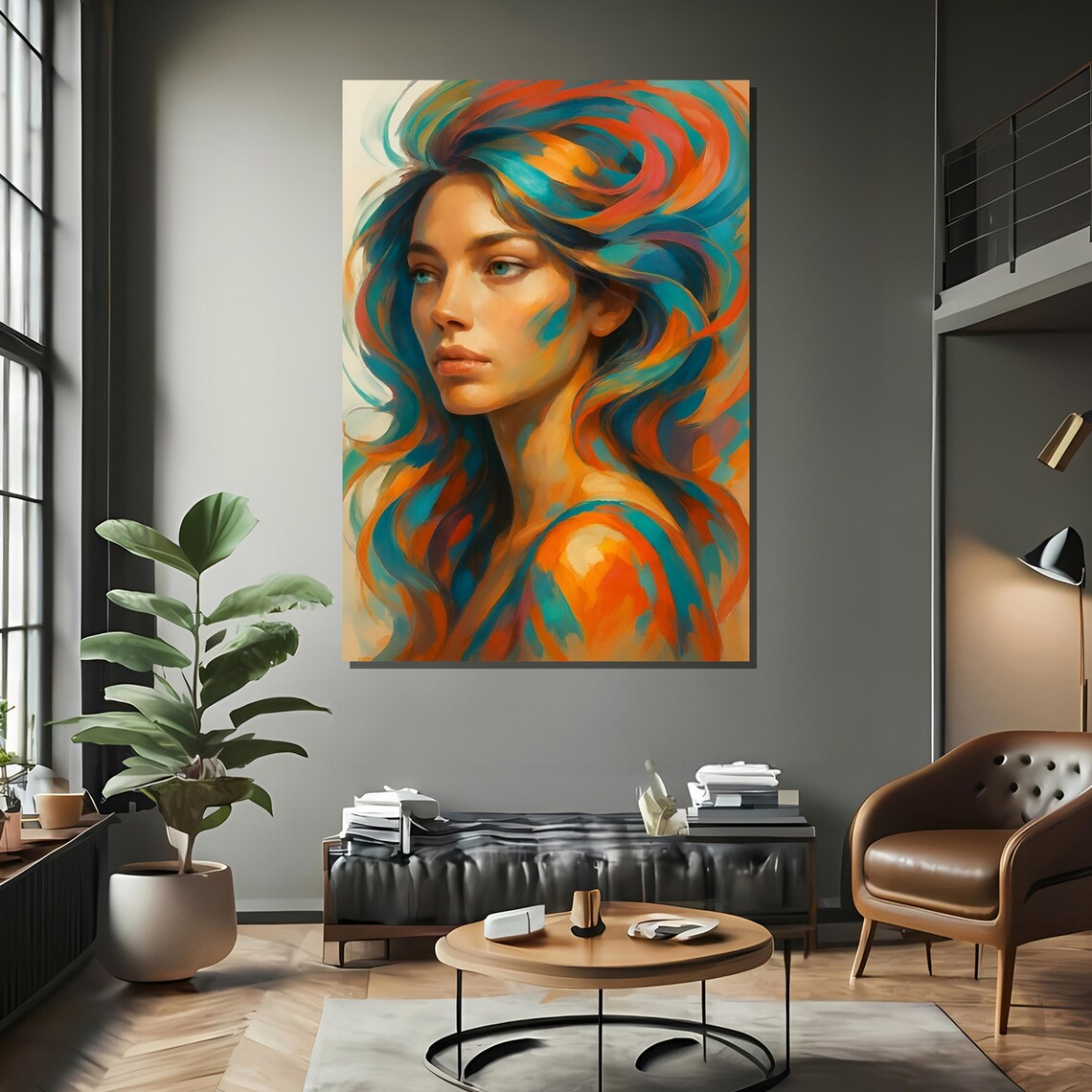 Woman Portrait, Modern Bedroom Wall Decor Art Print - Image 2