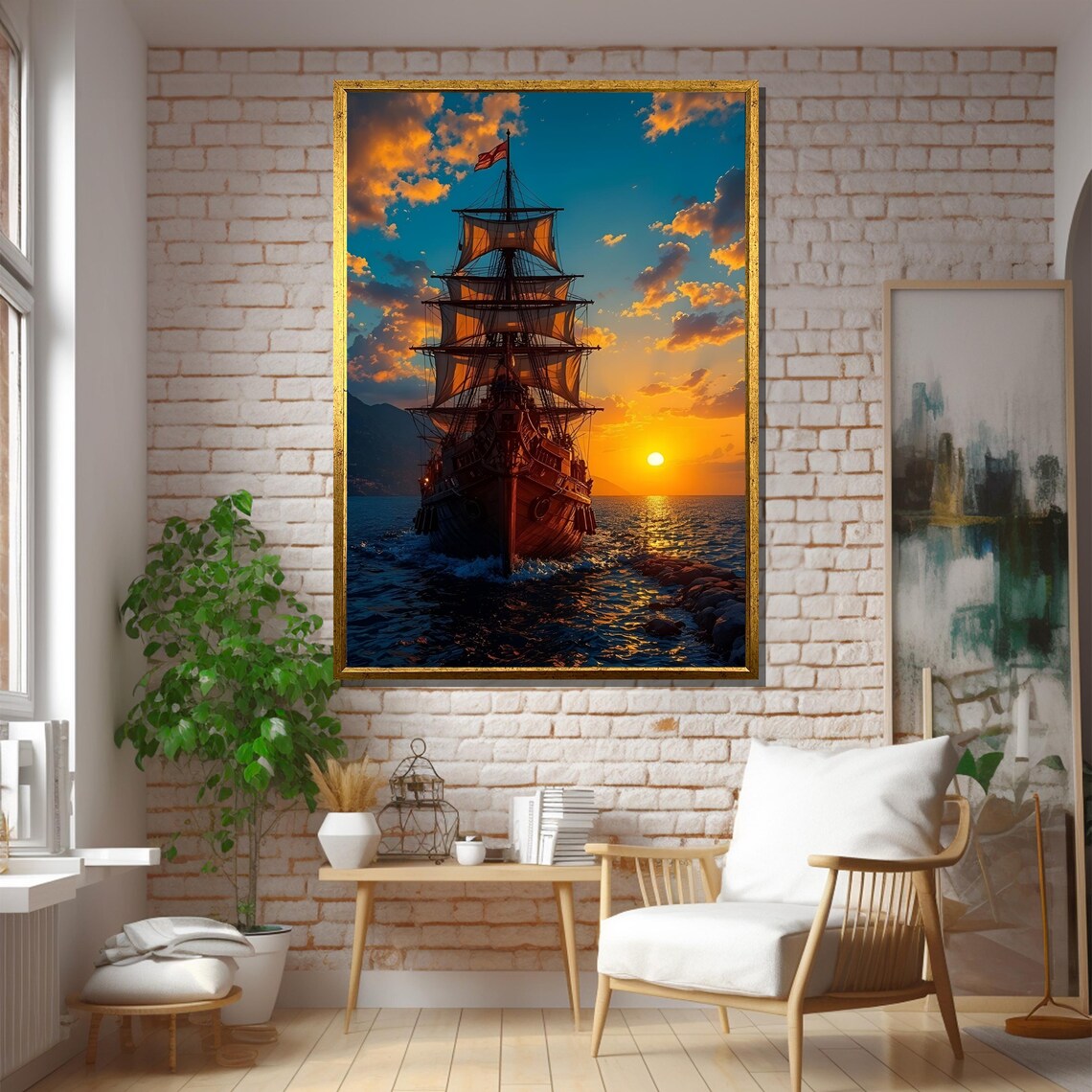 Majestic Pirate Ship At Sunset Art Print - Image 5