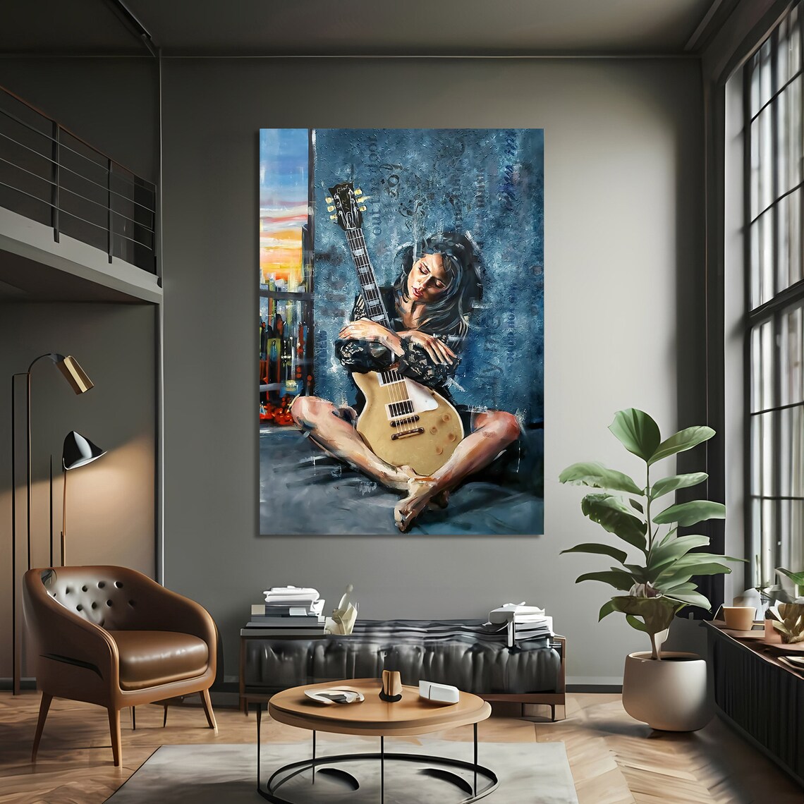 Modern Musician, Stylish Contemporary Guitarist Painting - Image 3
