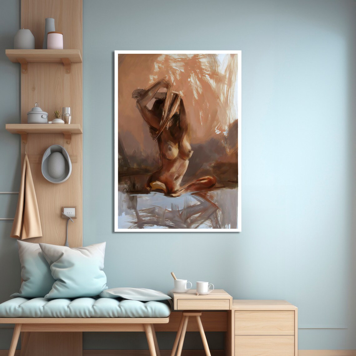 Passionate Embrace Of Lovers, Sensual Wall Art Print - Image 4