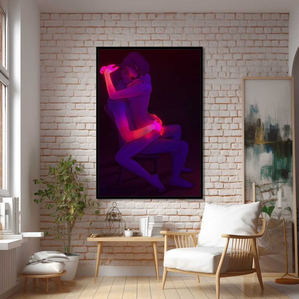 Intense Erotic Embrace, Minimalist Style Art Print - Image 2