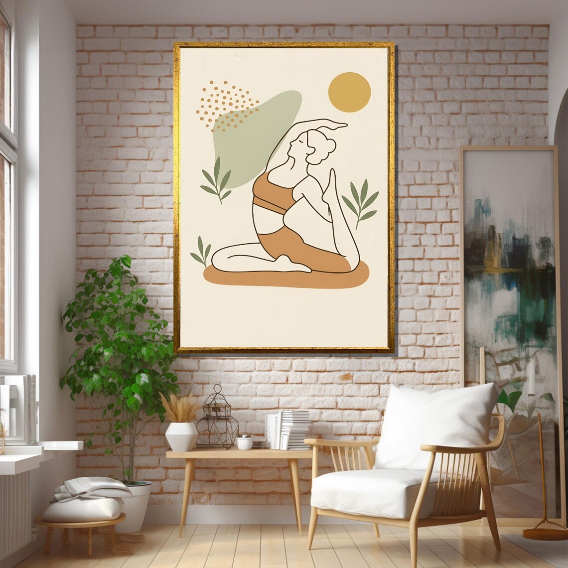 Minimalist Yoga Woman Line Art, Office Wall Art Print - Image 5