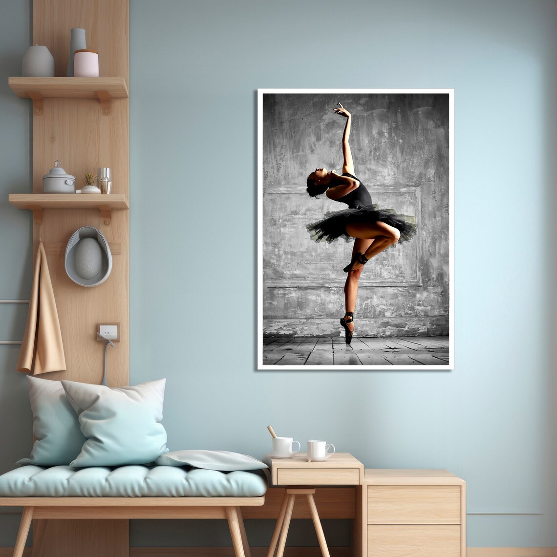 Elegant Ballerina in Black Tutu En Pointe Dramatic Dance Art Poster - Image 4