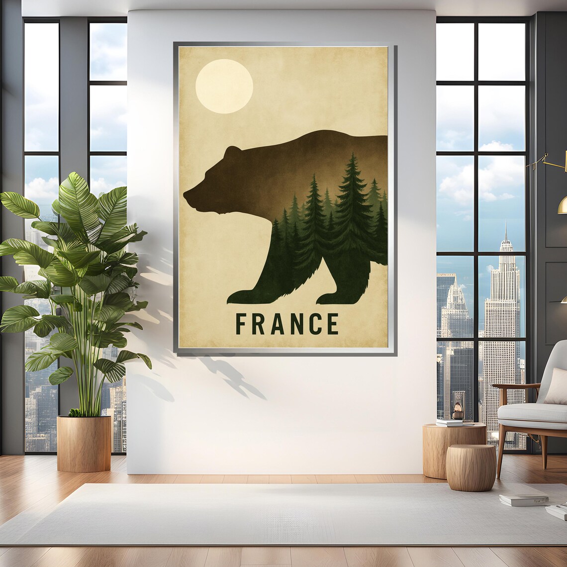 Retro Bear Forest France Travel Poster - Image 4
