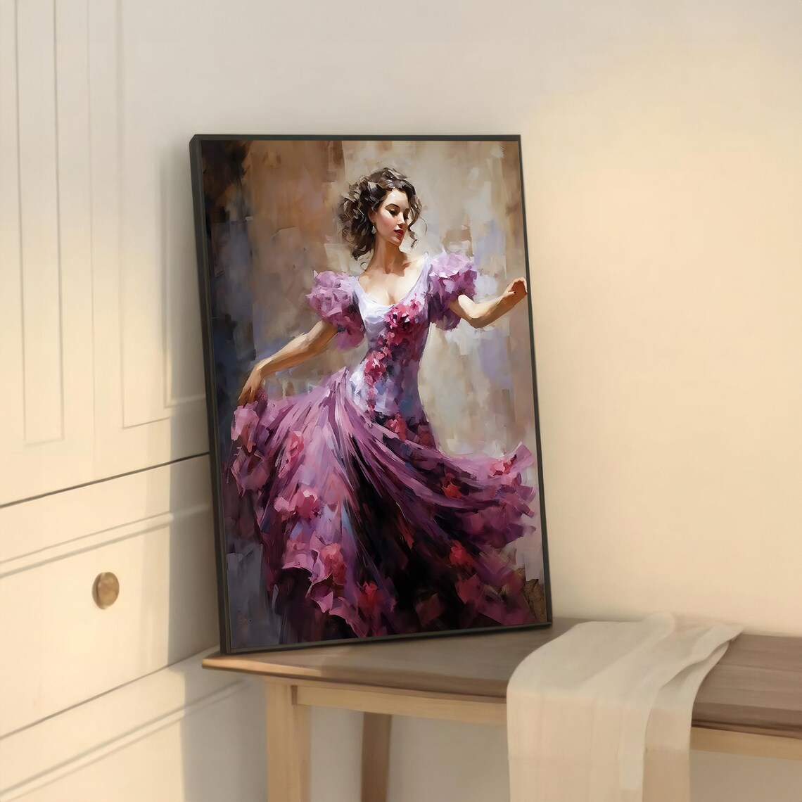 Elegant Woman In Flowing Pink Dress, Dancer Art Print - Image 5