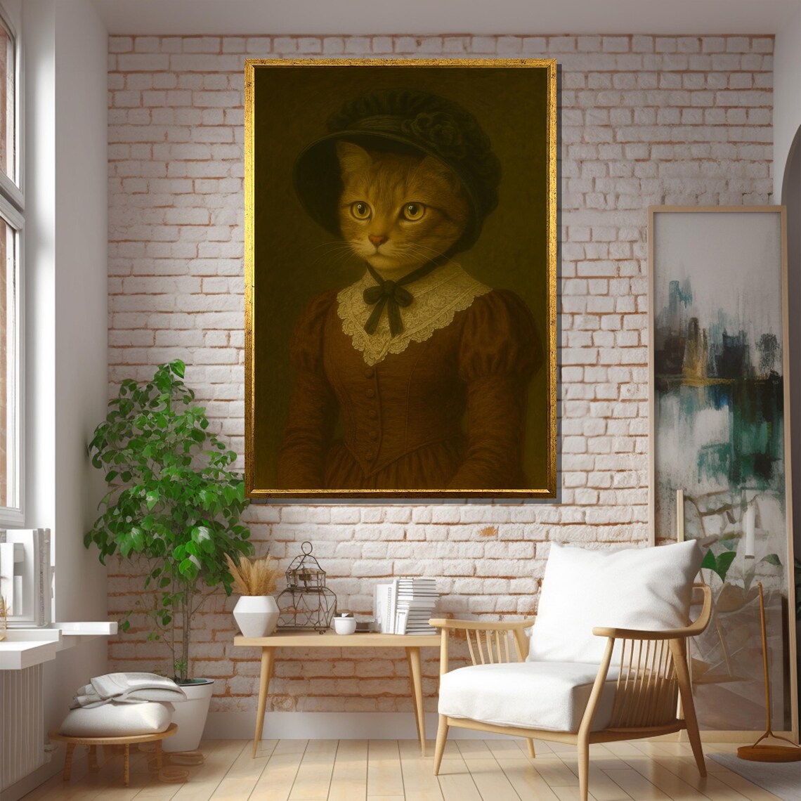 Victorian Lady Cat Portrait, Whimsical Vintage - Image 5