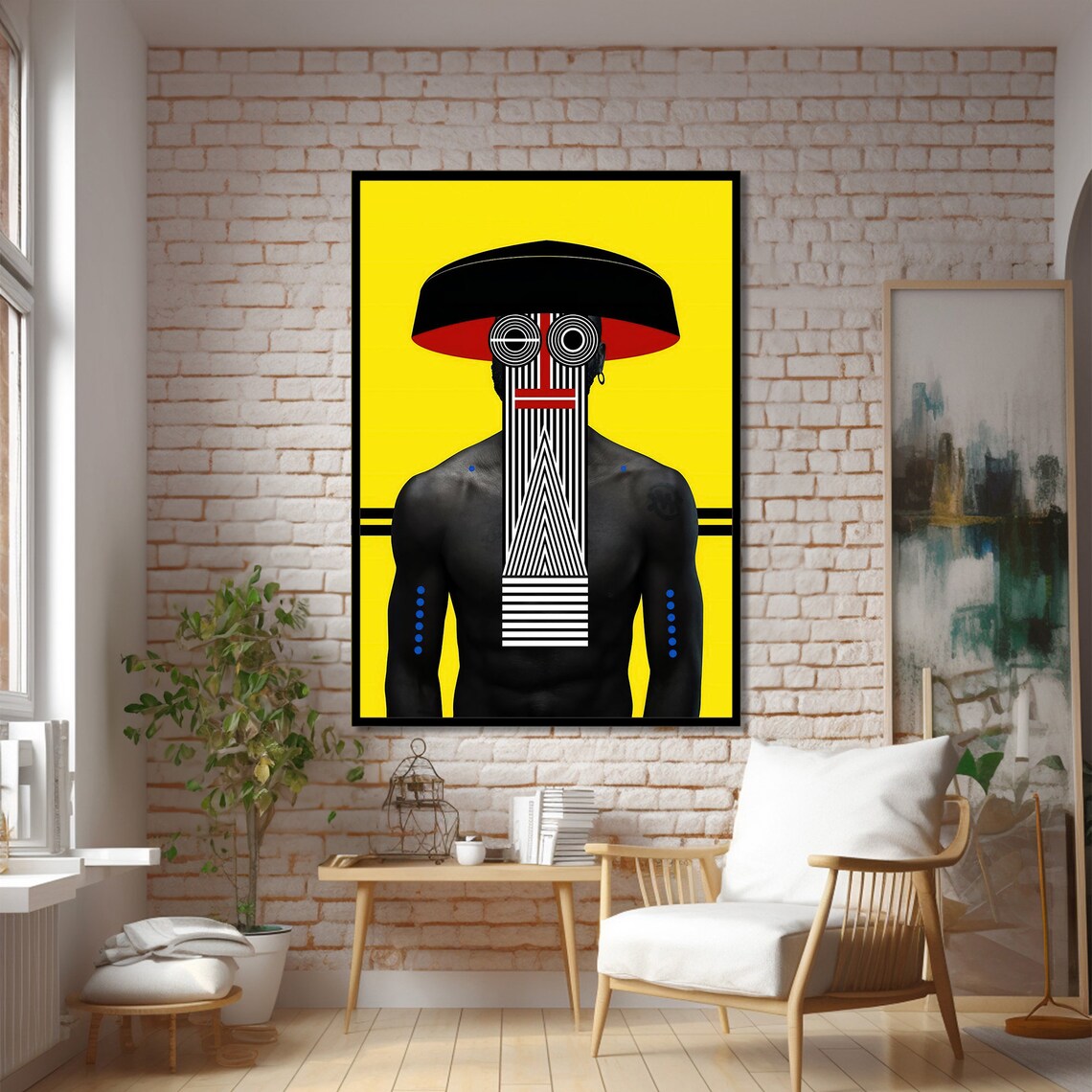 Bold Ethnic Abstract Painting, Tribal Design - Image 2