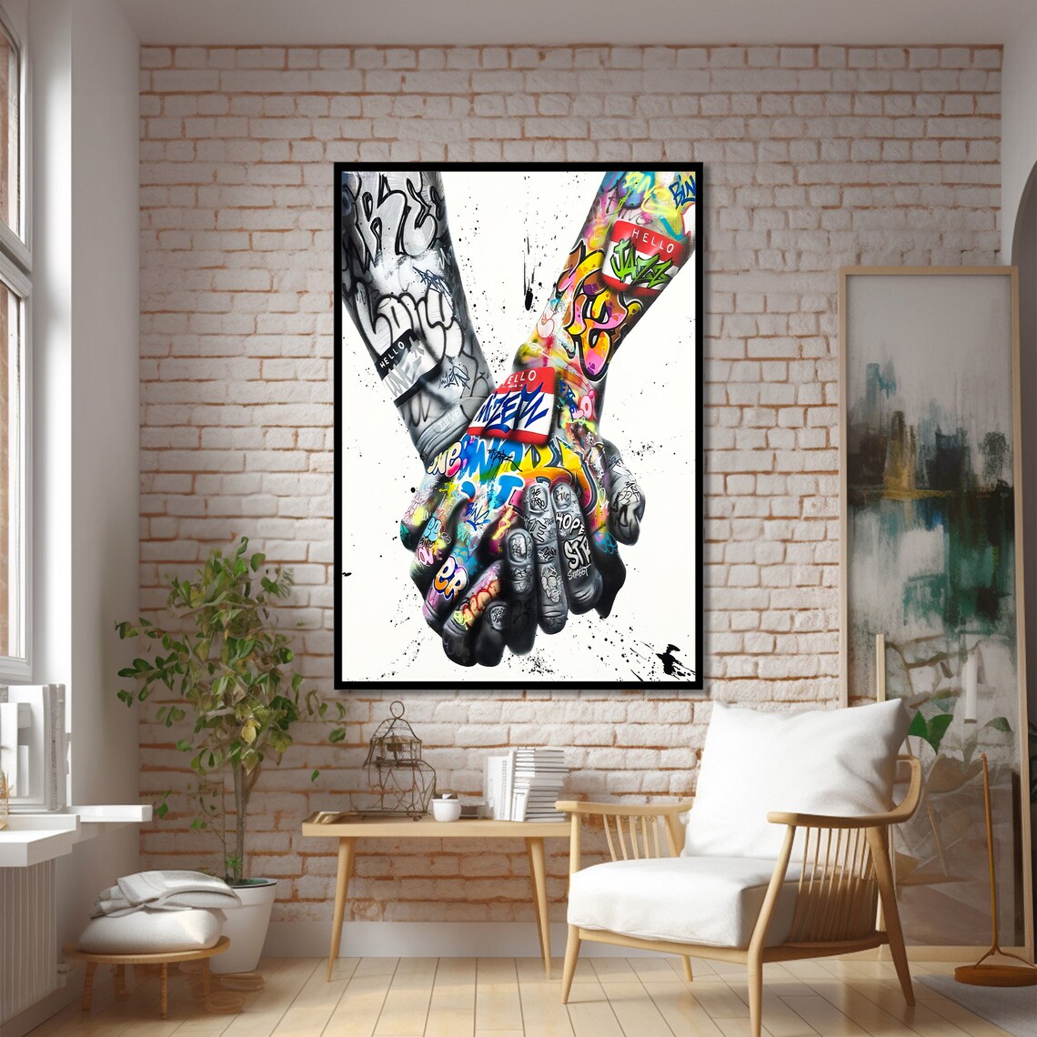 Holding Hands Graffiti Art, Pop Art Style - Image 2