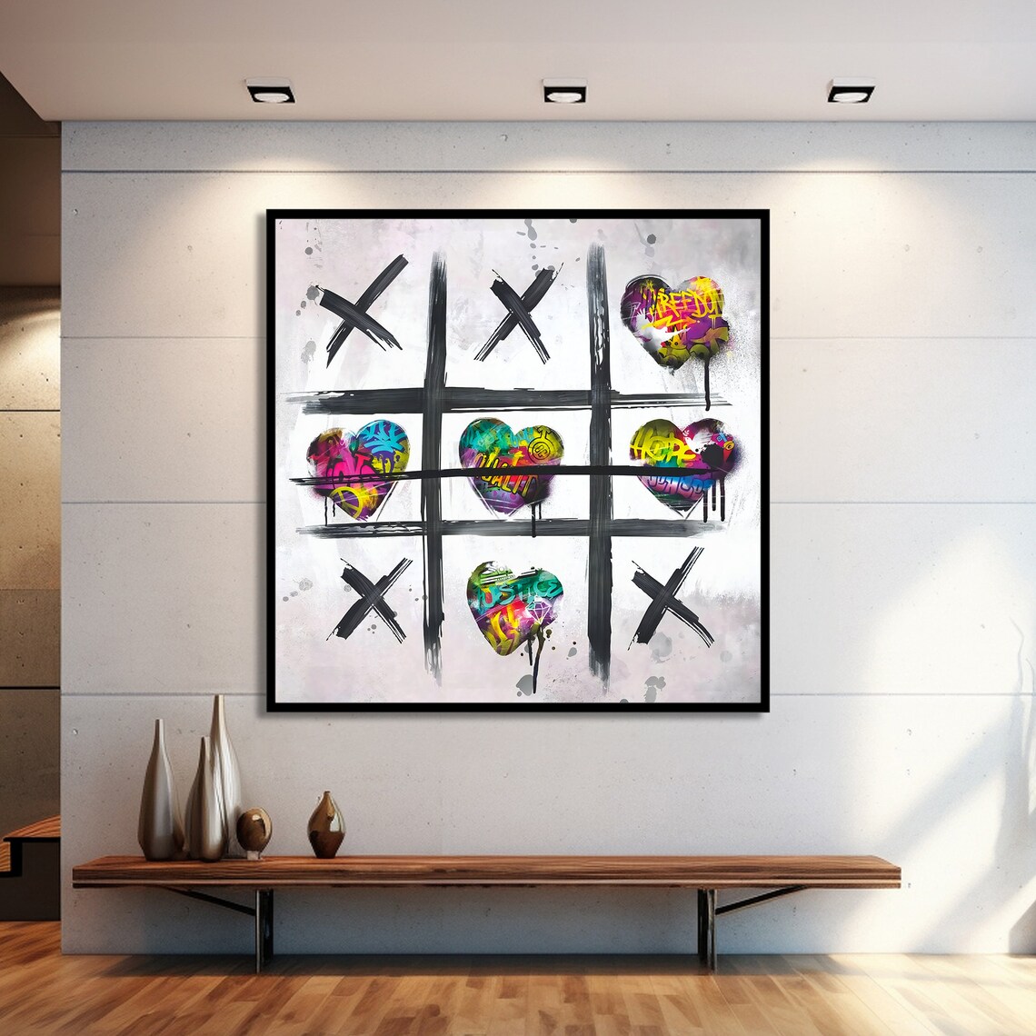 Tic Tac Toe Graffiti Heart, Urban Street Art Print - Image 2