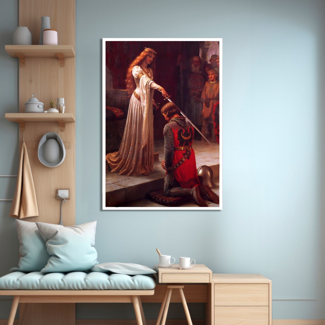 The Accolade By Edmund Leighton, Medieval Art Print - Image 4