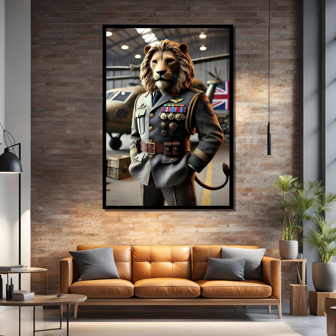 Lion Dressed as British Military Officer Medals Funny Animal Poster - Image 4
