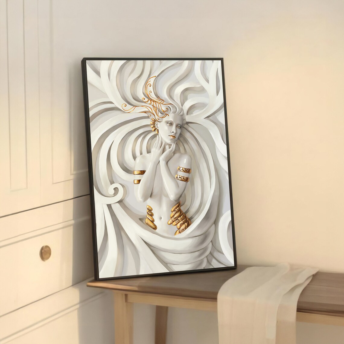 Golden Adorned Goddess Wall Art, Luxurious Decor - Image 5