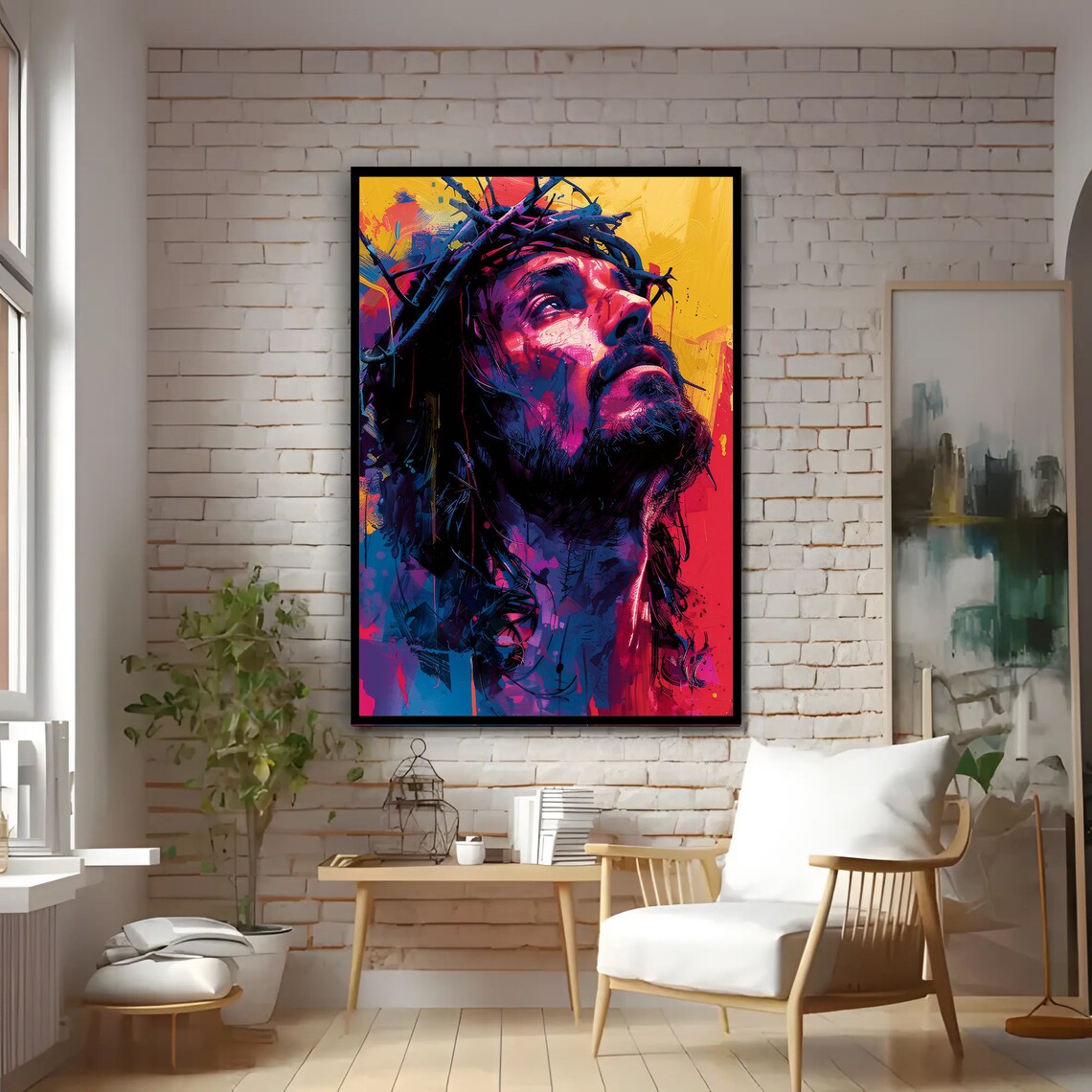 Jesus Christ Abstract Painting, Crown Of Thorns - Image 4