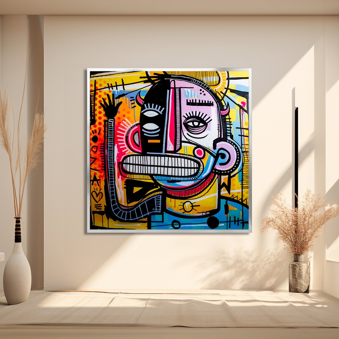 Bold Abstract Face Graffiti Painting, Urban Decor - Image 2