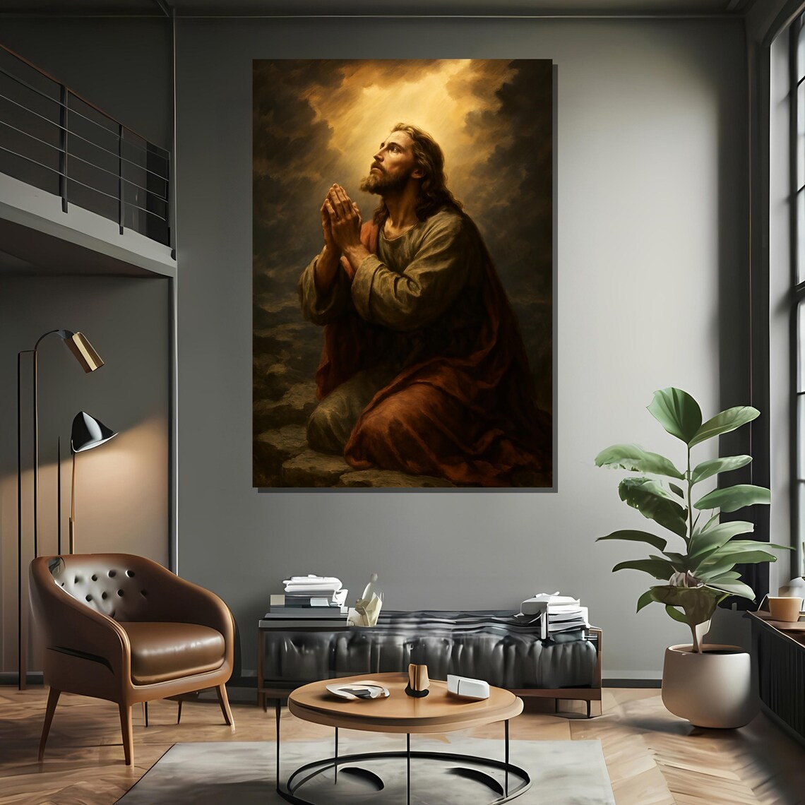 Jesus Christ Praying, Spiritual Bedroom Decor - Image 2