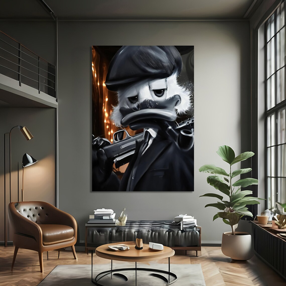 Gangster Duck Graffiti Painting, Bold Urban Decor - Image 3