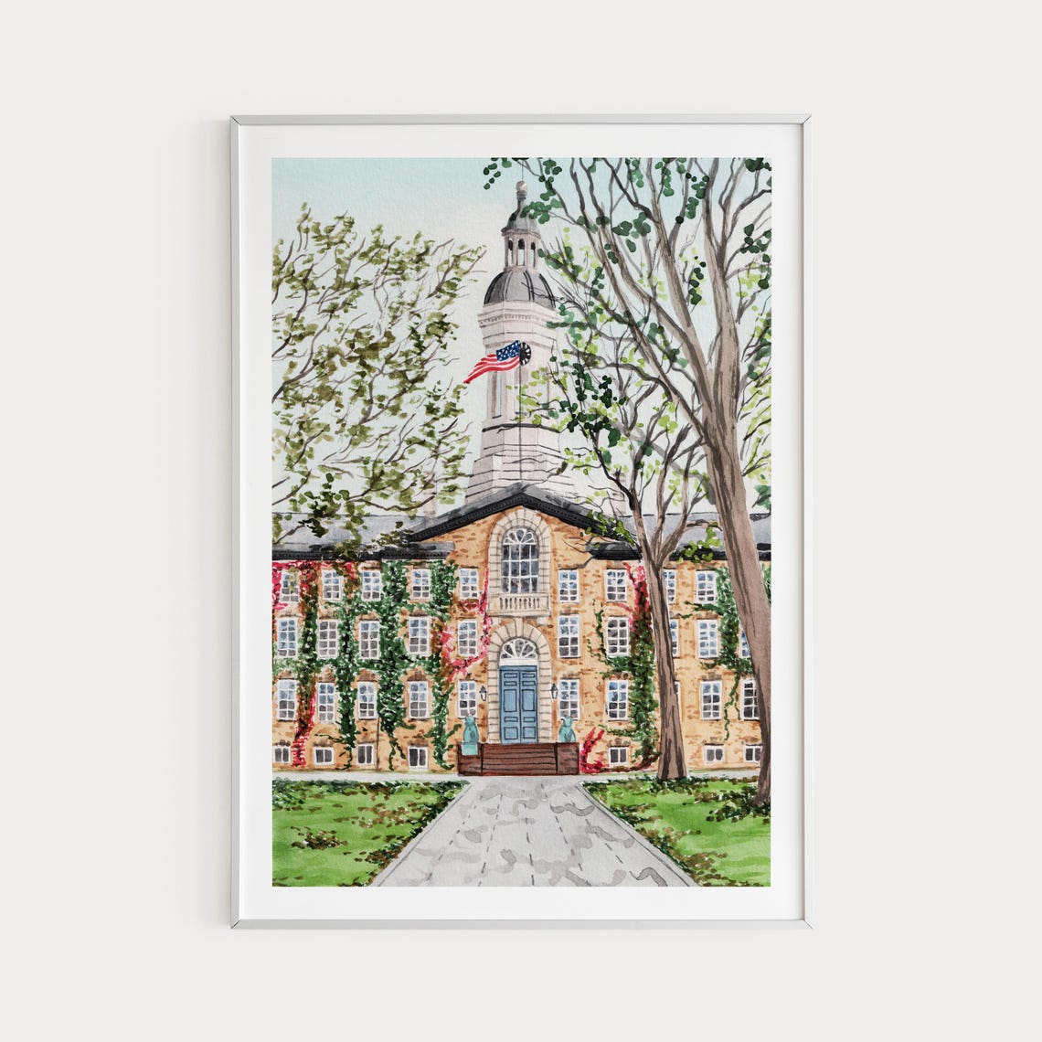 Princeton University Nassau Hall Watercolor New Jersey Poster