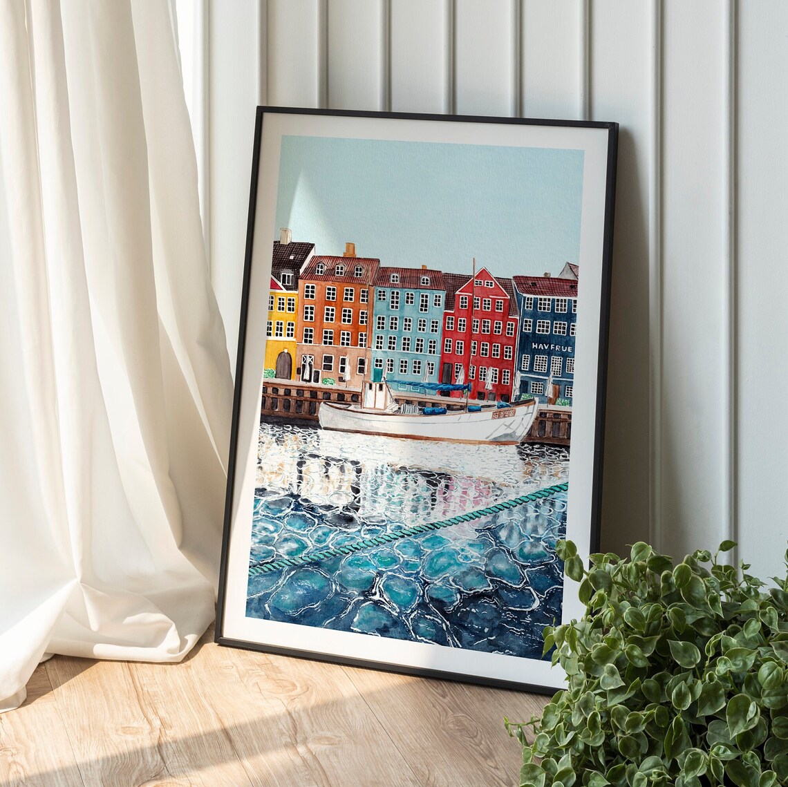 Copenhagen Watercolor Travel Poster, Denmark Cityscape - Image 2
