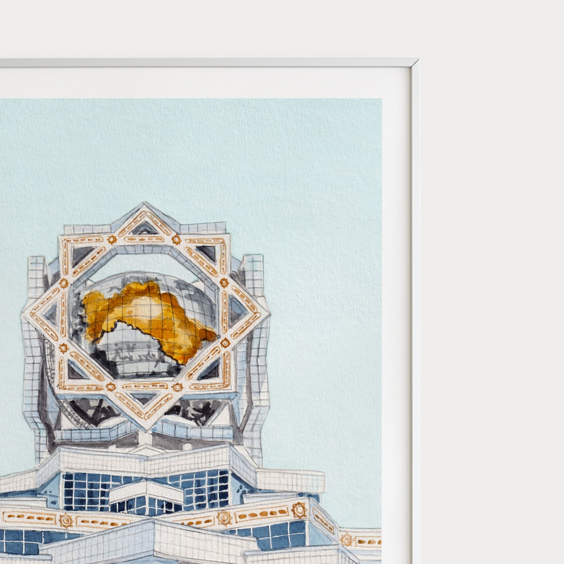 Ashgabat Turkmenistan Watercolor Bagt Kosgi Wedding Palace Poster - Image 3
