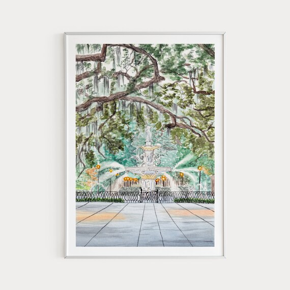 Savannah Forsyth Park Fountain, Georgia Travel Poster