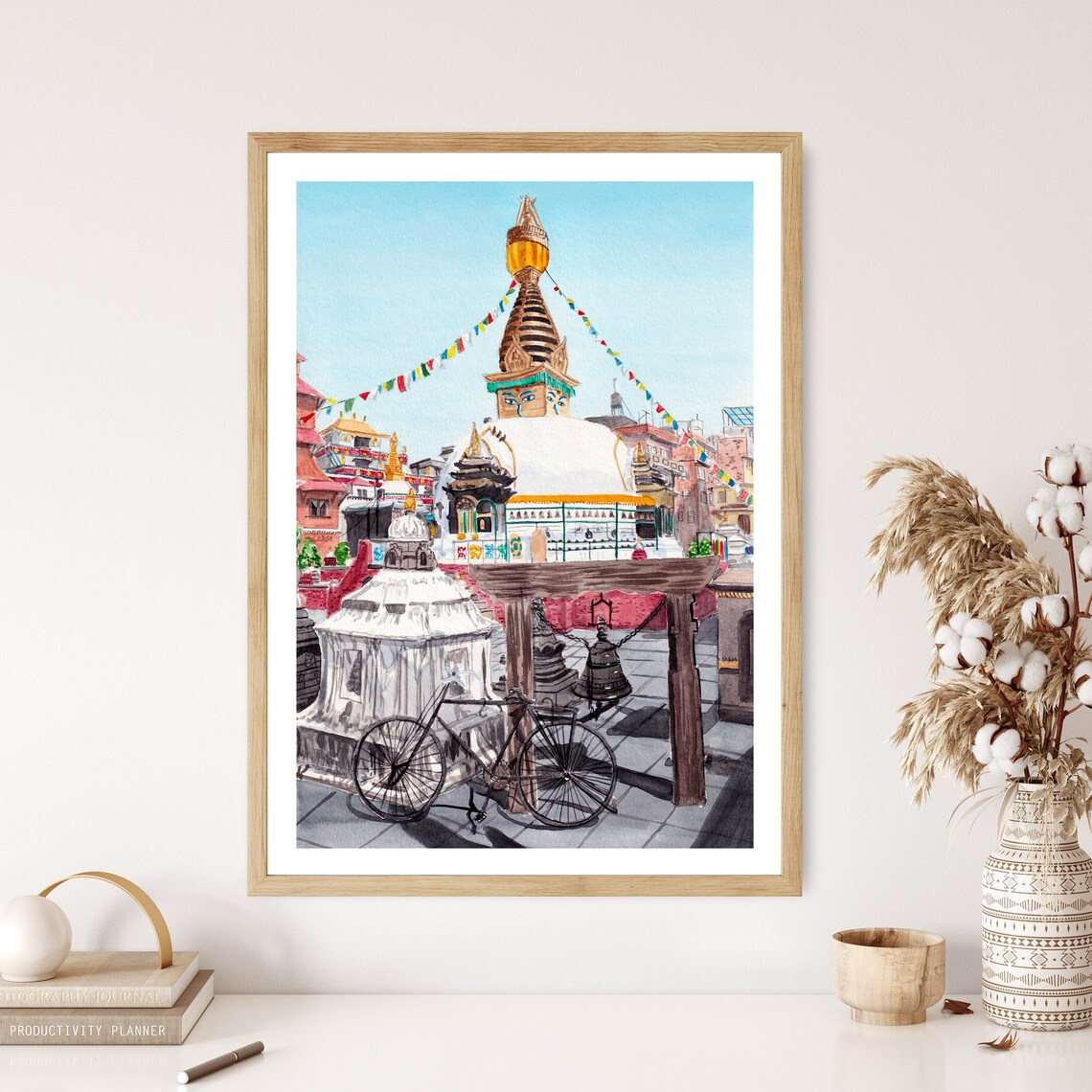 Kathmandu Watercolor Travel Poster, Nepal Art - Image 2
