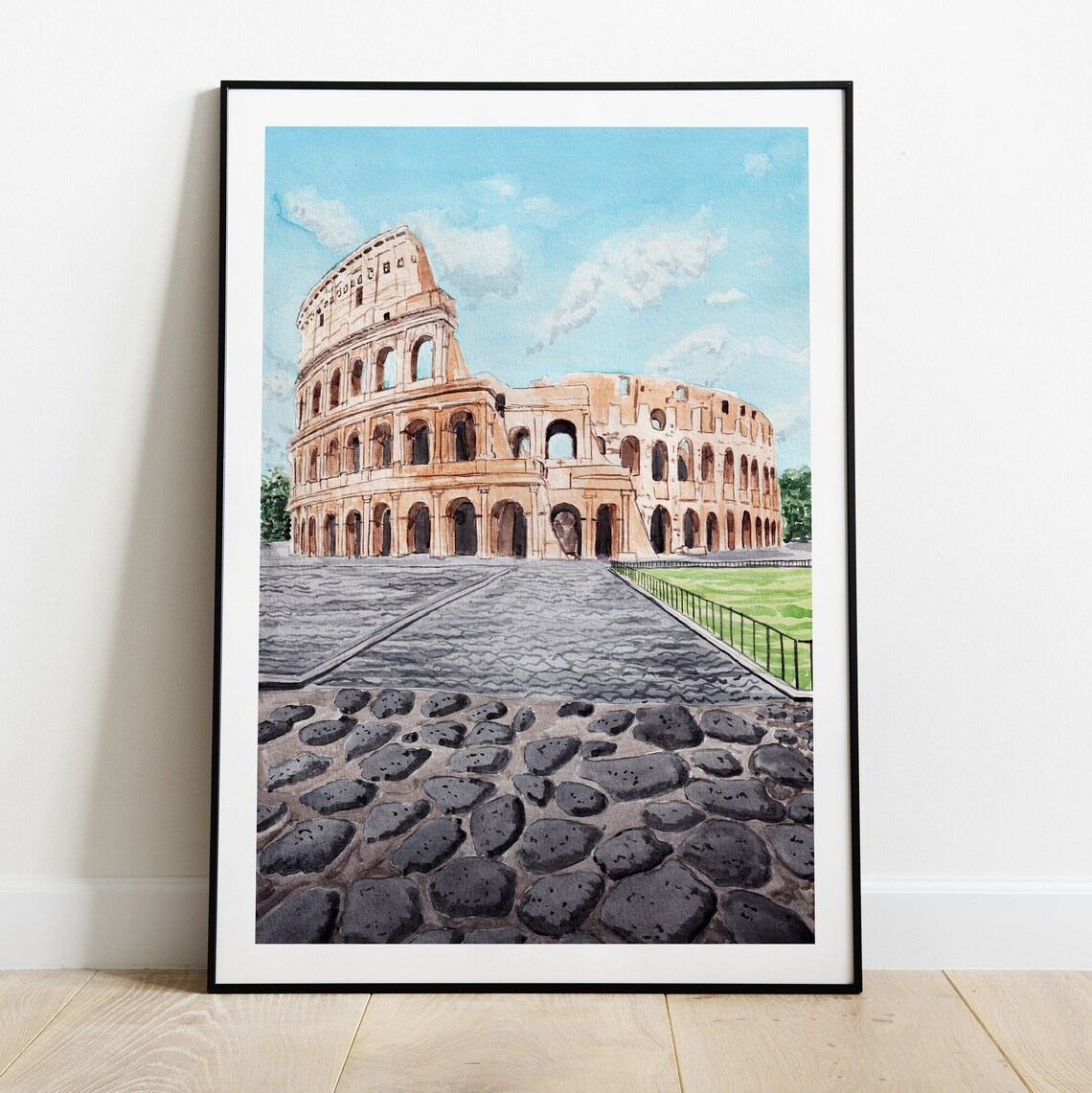 Colosseum Watercolor Travel Poster, Rome Italy - Image 2