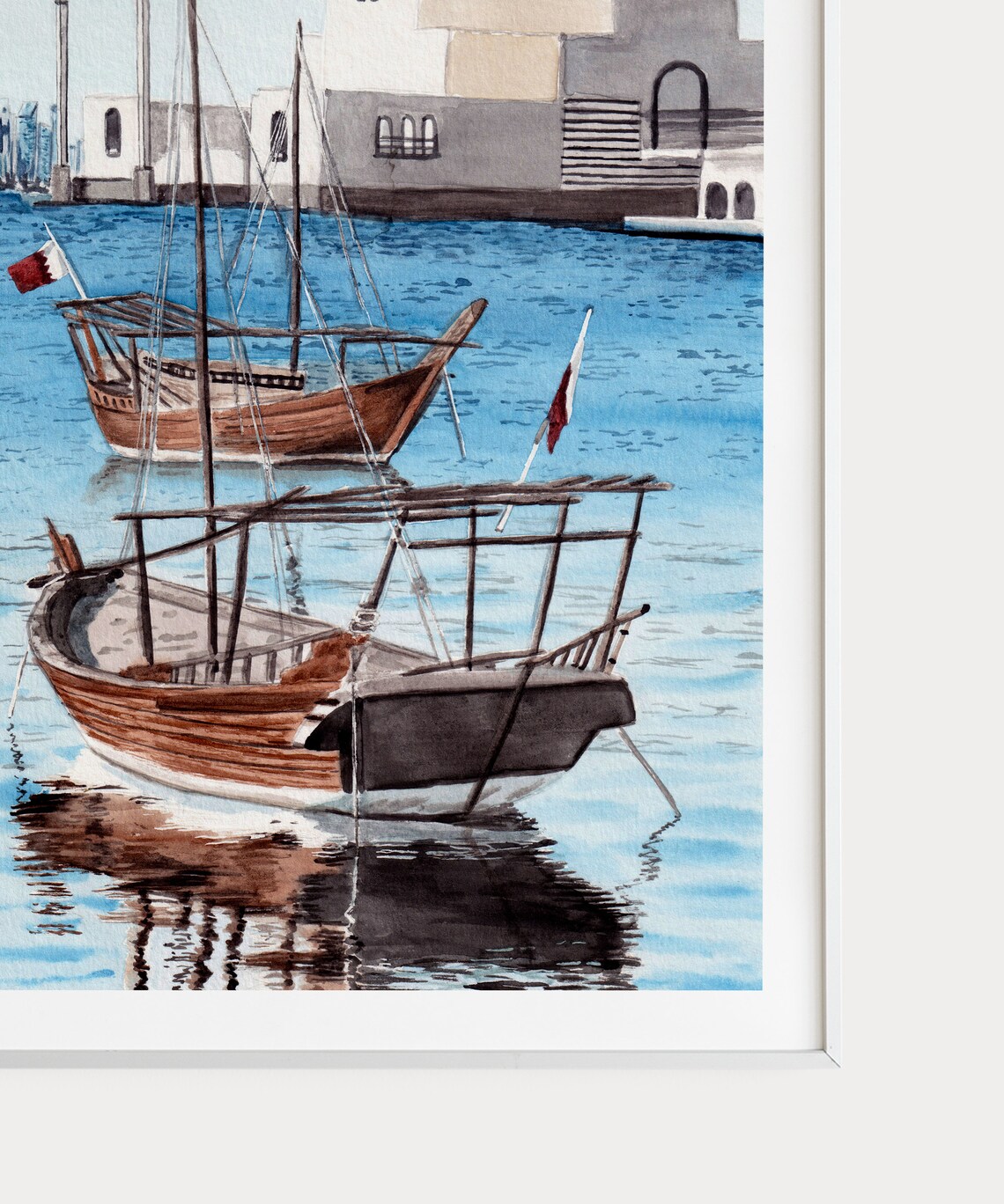 Doha Islamic Museum Watercolor Travel Poster, Qatar - Image 3