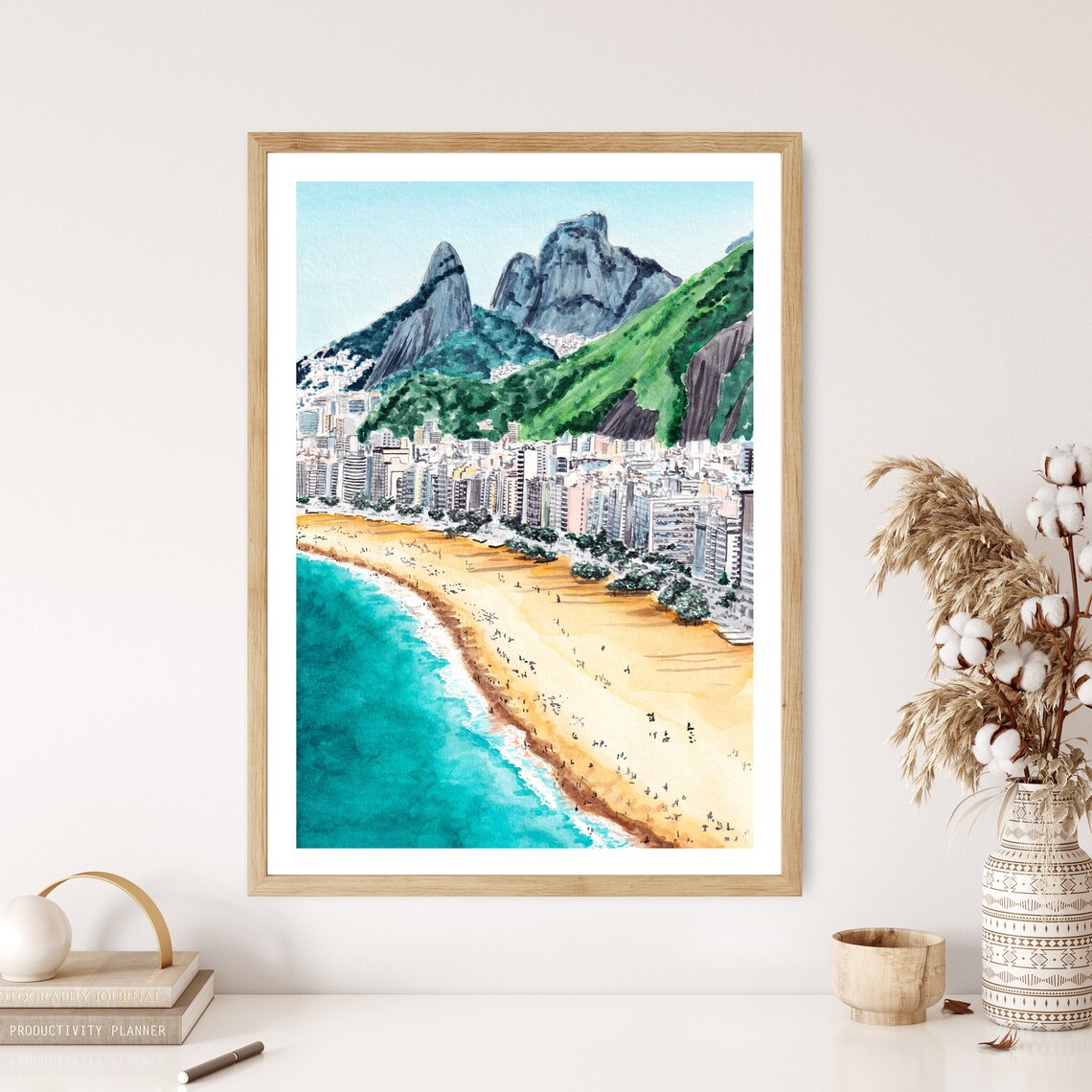 Rio De Janeiro Watercolor Travel Poster, Ipanema - Image 2