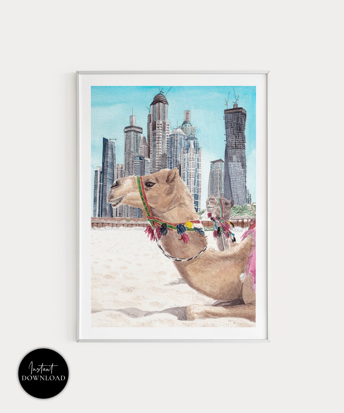 Dubai Cityscape, Jumeirah Beach Travel Poster
