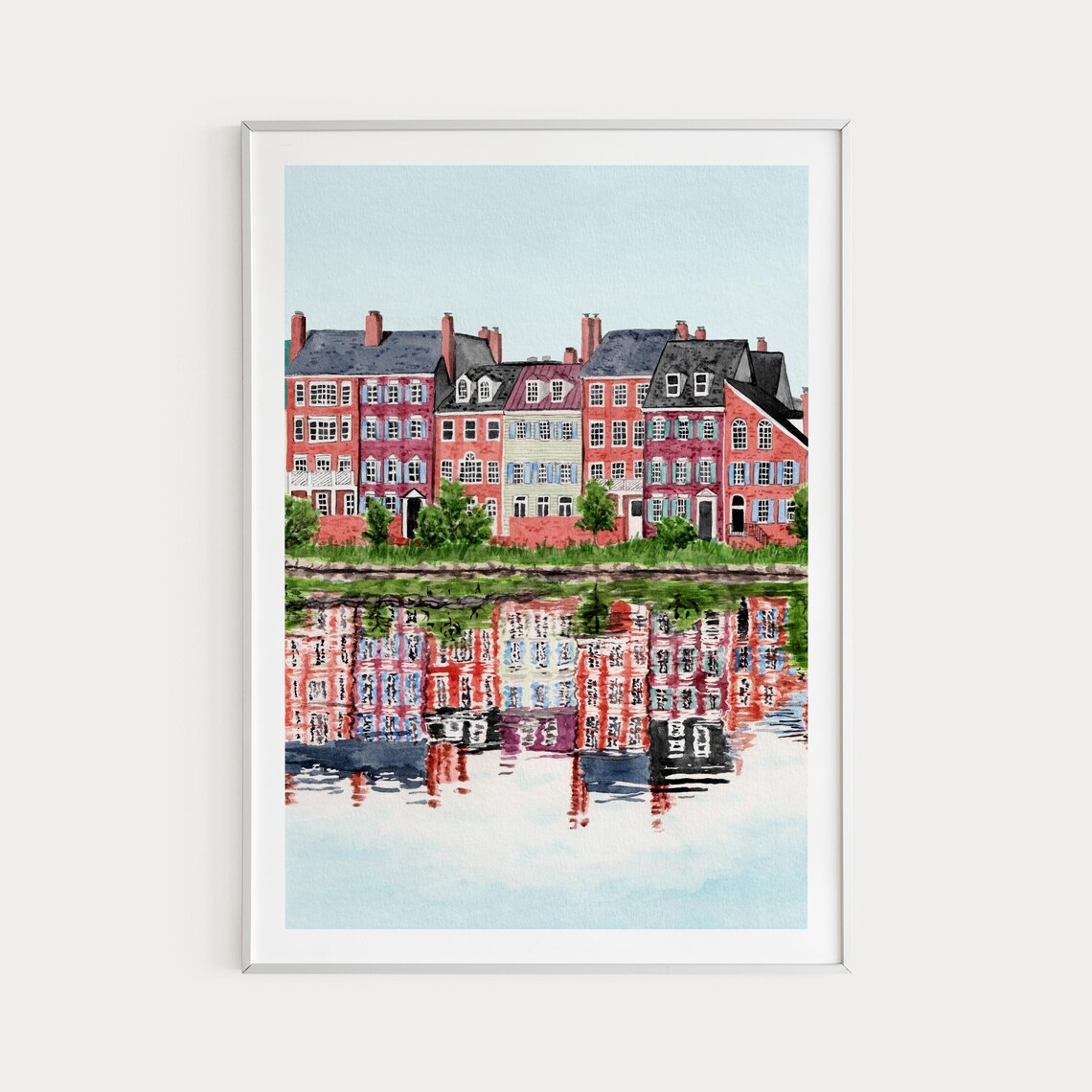 Alexandria Watercolor Cityscape Art Print, Virginia