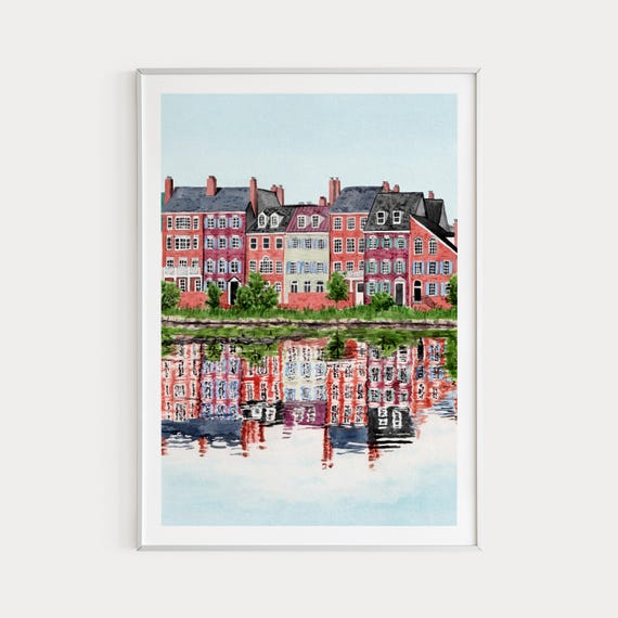 Alexandria Watercolor Cityscape Art Print, Virginia