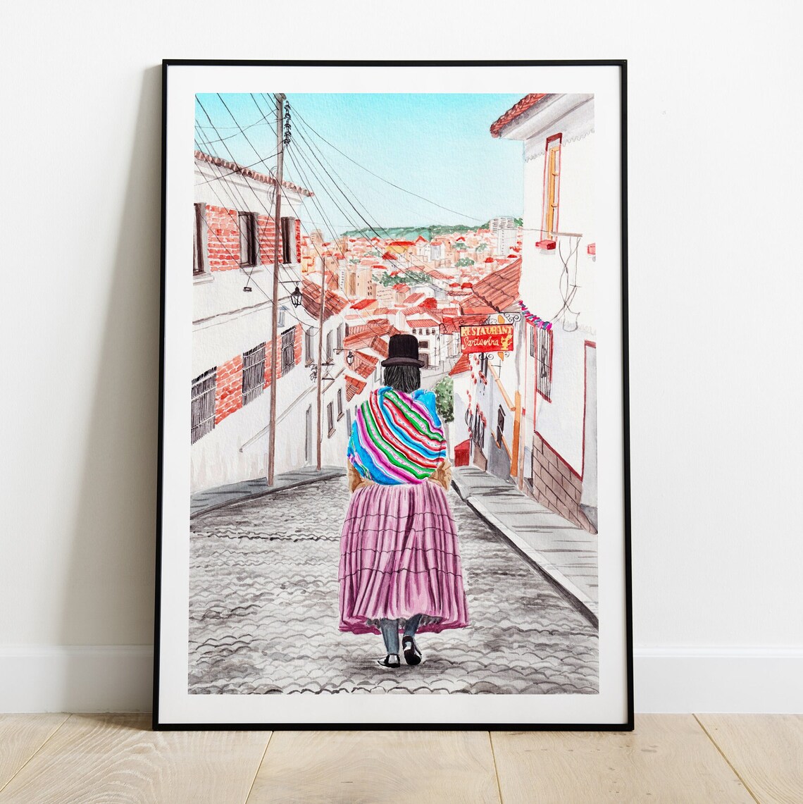 Sucre, Bolivia Cityscape Travel Poster, Latin America - Image 2