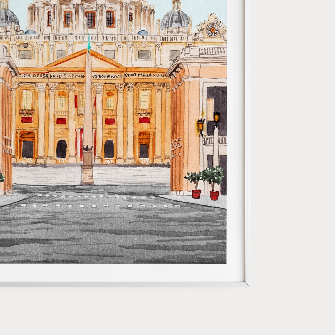 Saint Peters Basilica Vatican City Watercolor Architecture Poster - Image 2
