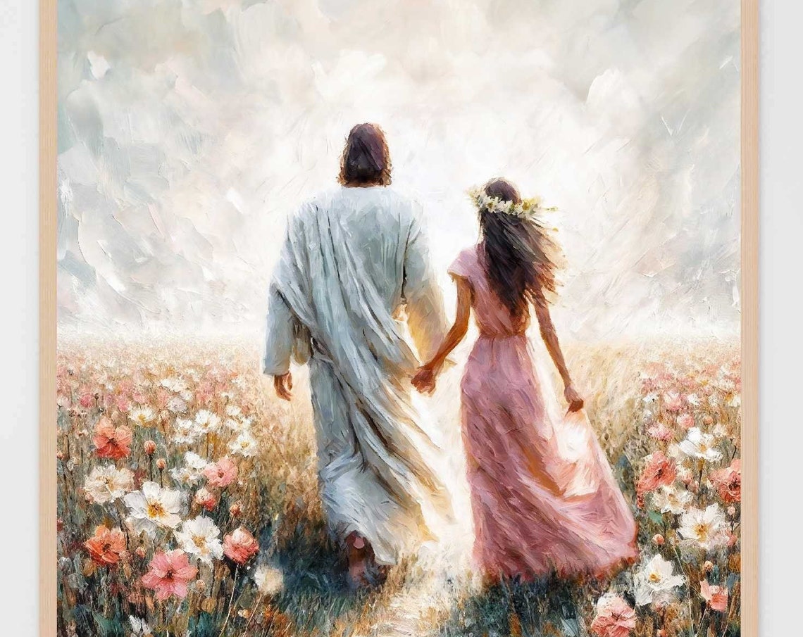 Walking With Christ Modern Christian Art Jesus Walking With Woman Jesus And Girl Art Lds Art Bible Painting Picture Of Jesus Prints - Image 7