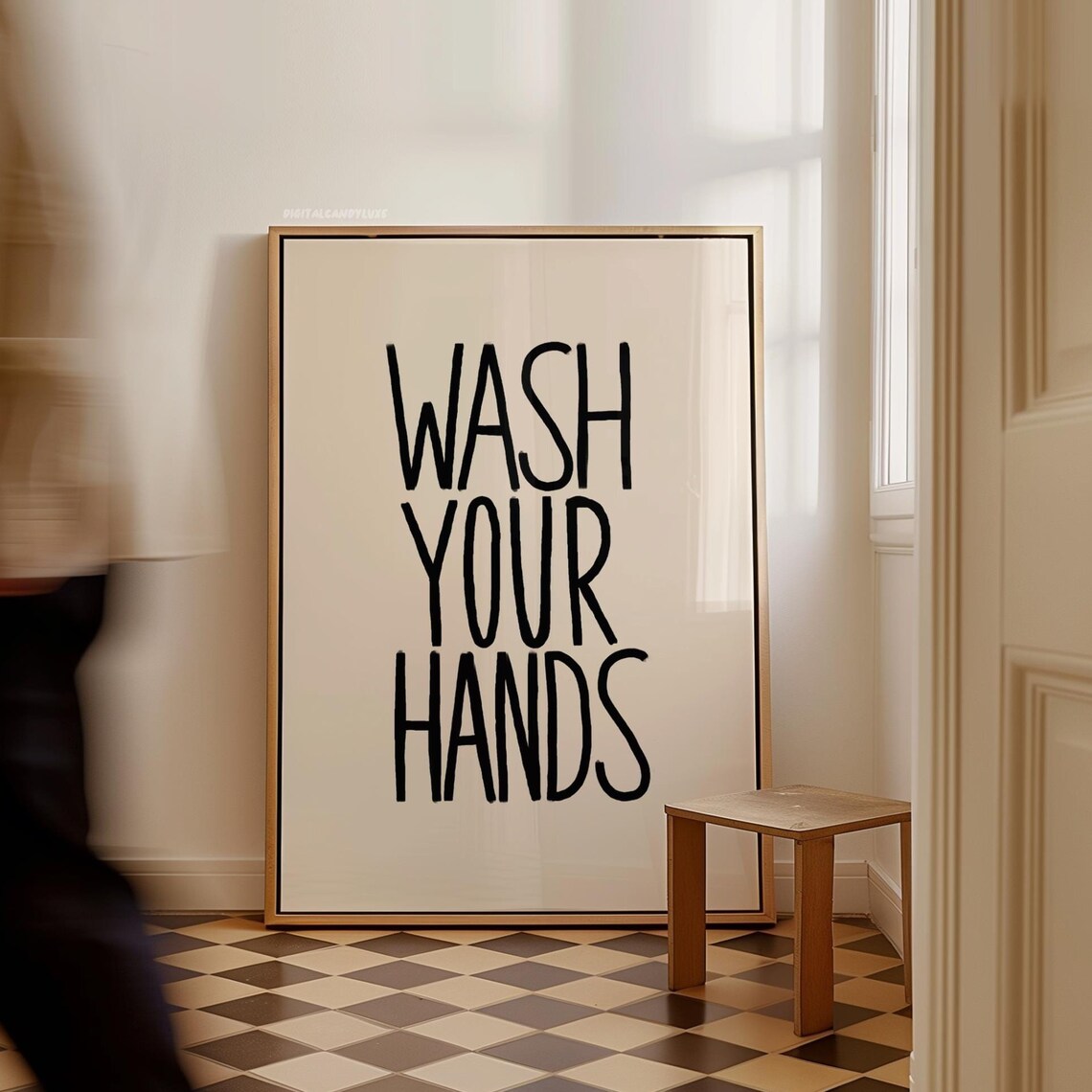 Wash Your Hands Retro Bathroom Wall Art Print