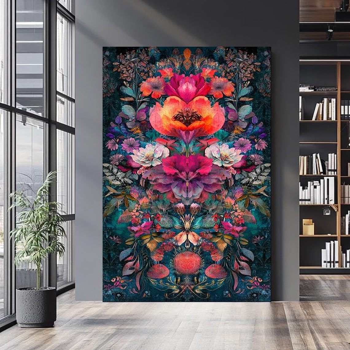 Floral Maximalist Wall Art With Vibrant Botanical Design Abstract Nature Inspired Artwork Bold And Lush Decor For Unique Interiors