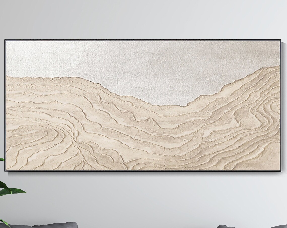 Neutral Beige Wabi Sabi Mountain Ridges Textured Abstract Art Poster - Image 3