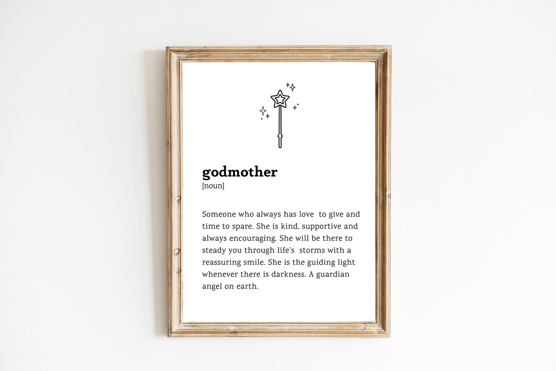 Godmother Definition Noun Meaningful Gift Guardian Angel Poster - Image 3